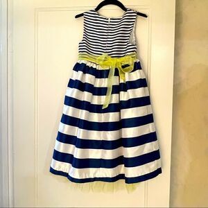 Nanette girl spring dressy fancy party dress size 6x navy white stripes flower
